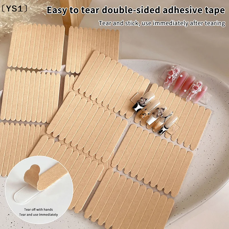 〔YS1〕60/66pcs Transparent Double Adhesive Tape False Nails Display Stand Glue Sticker For Acrylic Practice Nail Art Tool