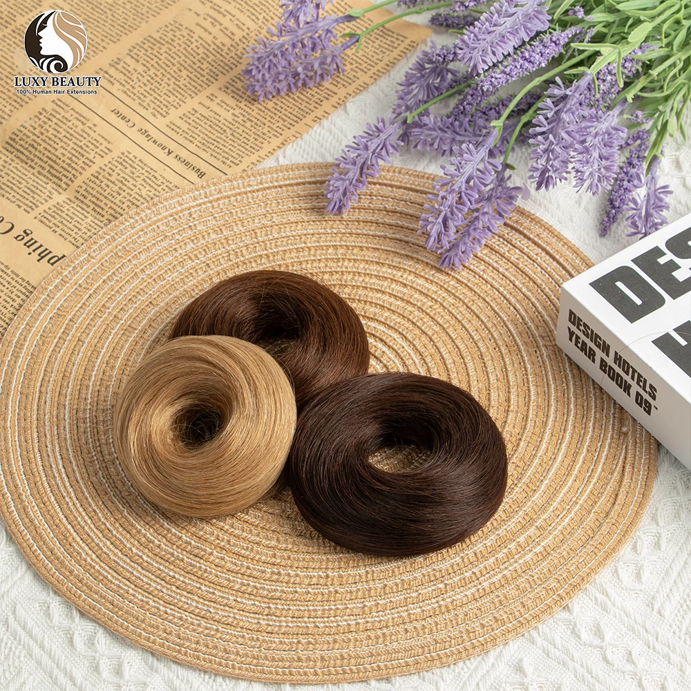 Human Hair Buns Ponytail Hairpiece Brazilian Hair Pieces Bun For Women Scrunchies Updos Donut Chignon 100% Human Hair Extensions