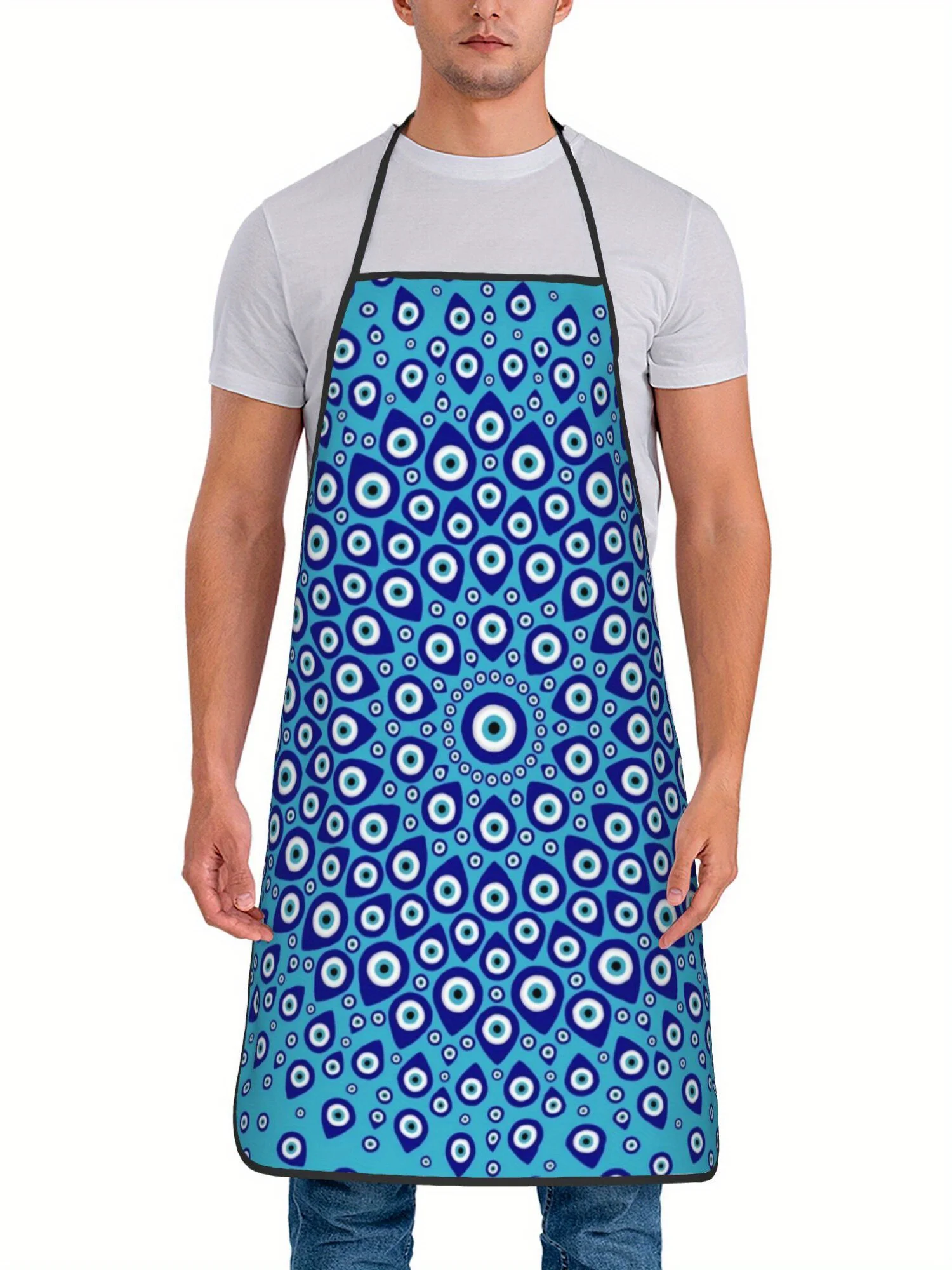 Mandala Evil Eye Nazar Amulet Geometric Circle Pattern Stain Resistant Apron Home Grilling Uniform Boho Fan Birthday Present