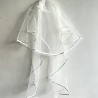 2 layers Romantic Bridal Veil Simple Ribbon Edge Soft Tulle Wedding Veils with Clear Hair Comb Marriage Wedding Accessories 4