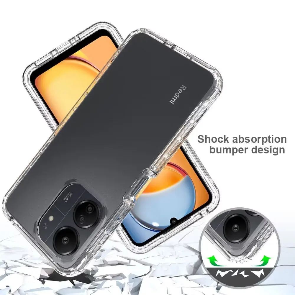 for Poco C65 Crystal Clear Case, Shockproof Transparent Cases Hard Bumper Soft TPU Protective Cover for Redmi 13C 4G/5G,13R