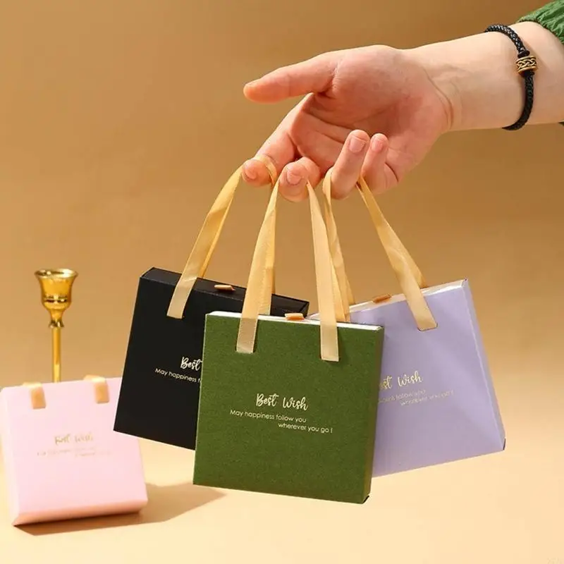 صندوق مجوهرات فاخر صندوق هدايا قابل للحمل مع مقبض شريطي وأقراط قلادة #3