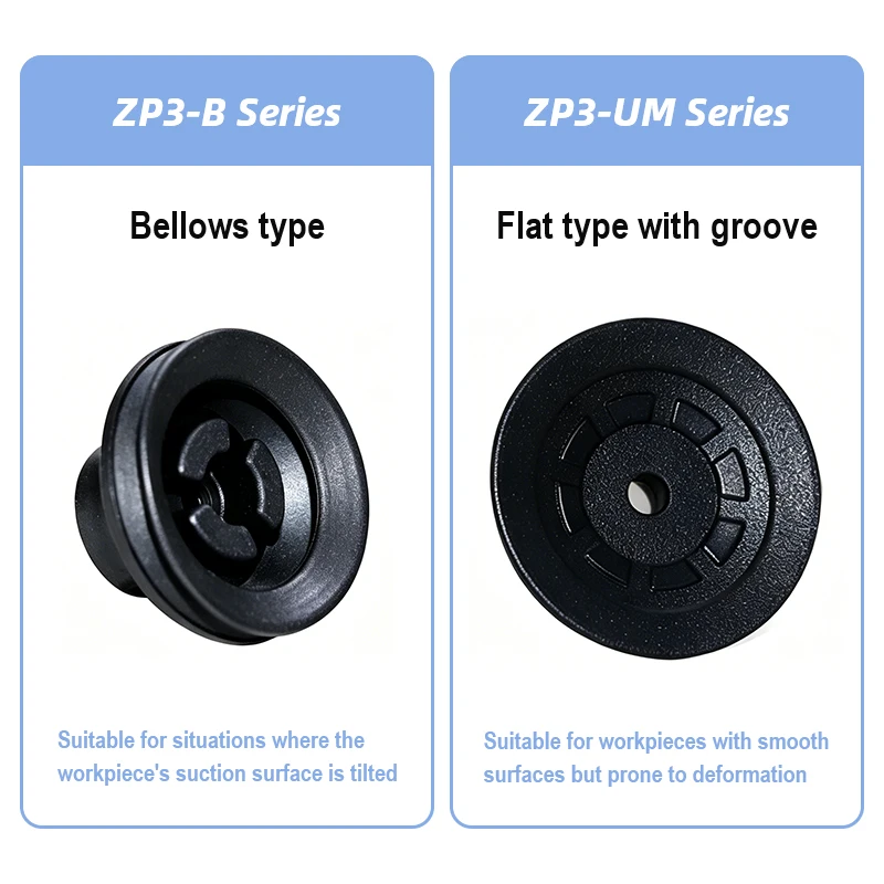 ZP3 Series Vacuum Suction Cups Flat type with groove ZP3-04/06/08/10/13/16UM US Bellows type ZP3-04/06/08/10/13/16BN BS