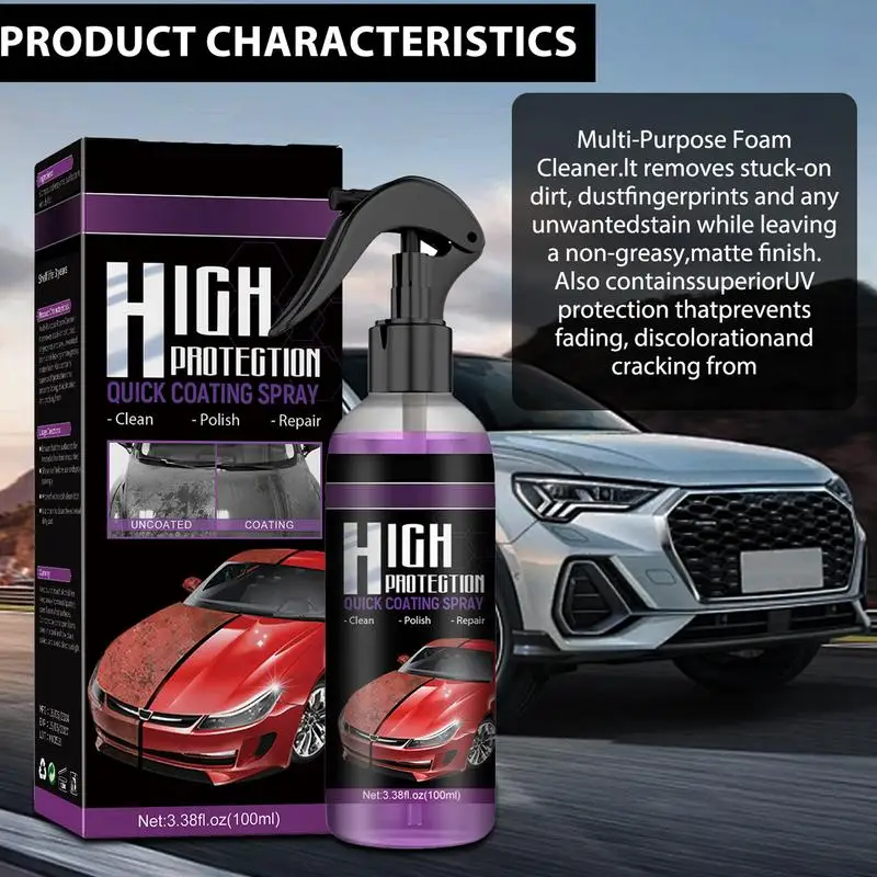 

Spray Coating Agent Multifunctional 100ml Cars Ceramic Spray Coating High Protection Car Coating Spray Spray Wax For Dirt Bird