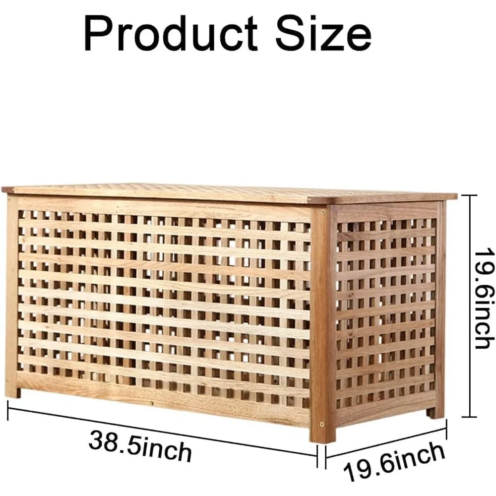 Banco de entrada de madera natural con almacenamiento, adecuado para mesa de centro en entrada, sala de estar, dormitorio y baño (38,5x19,6x1