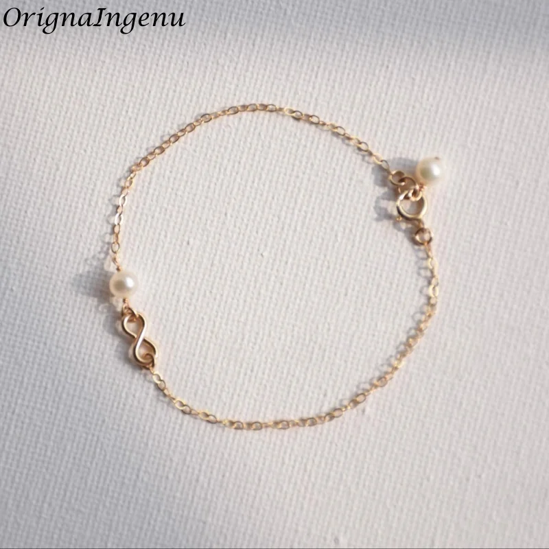 سوار إنفينيتي مملوء بالذهب عيار 14 قيراط مصنوع يدويًا من الكريستال الطبيعي مجوهرات رائعة مقاومة للتشويه للنساء