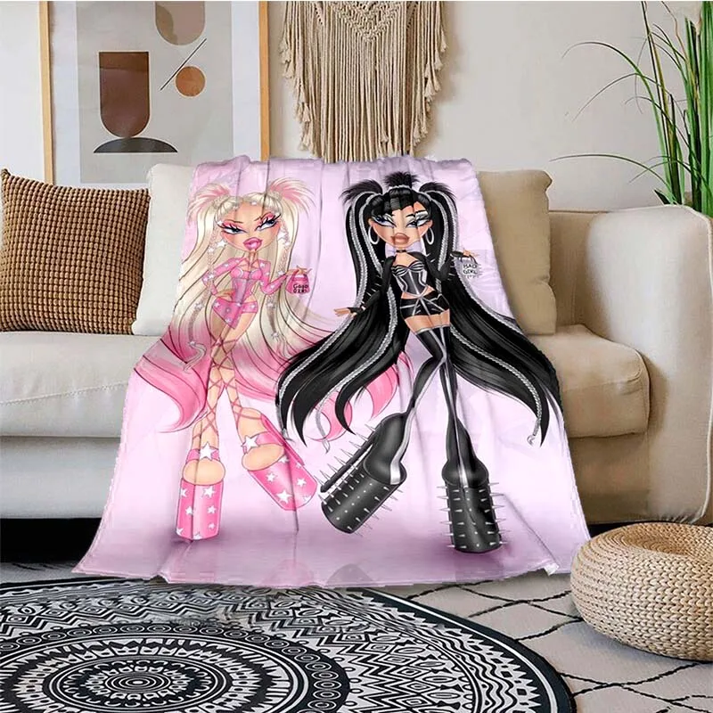 B-Bratz Printed blanket cartoon sexy doll Logo pattern printed blanket,  homeuse fashionable simple decorative blanket gift