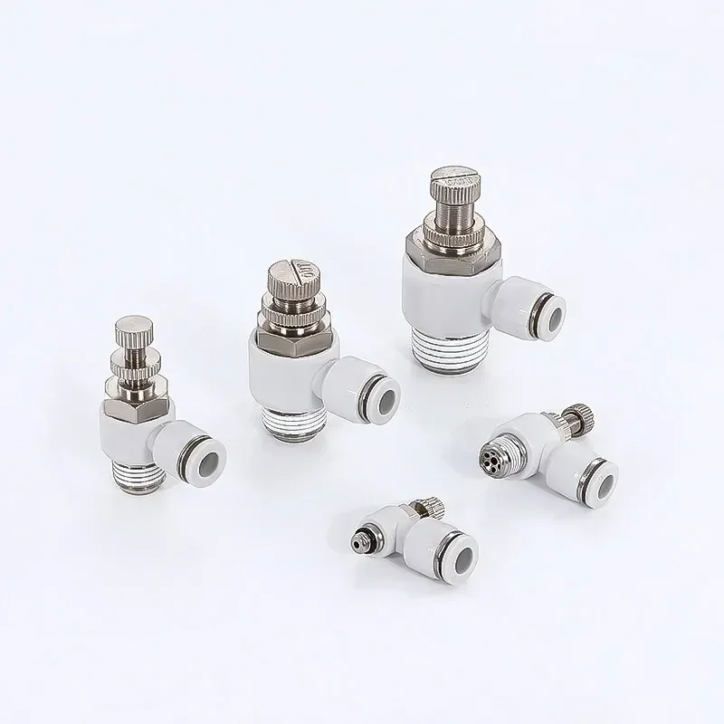 1Pcs SL Pneumatic throttle valve 4-12mm M5 1/8 1/4 3/8 1/2 Quick Connection Pneumatic Fittings Throttle Speed Controller Valve