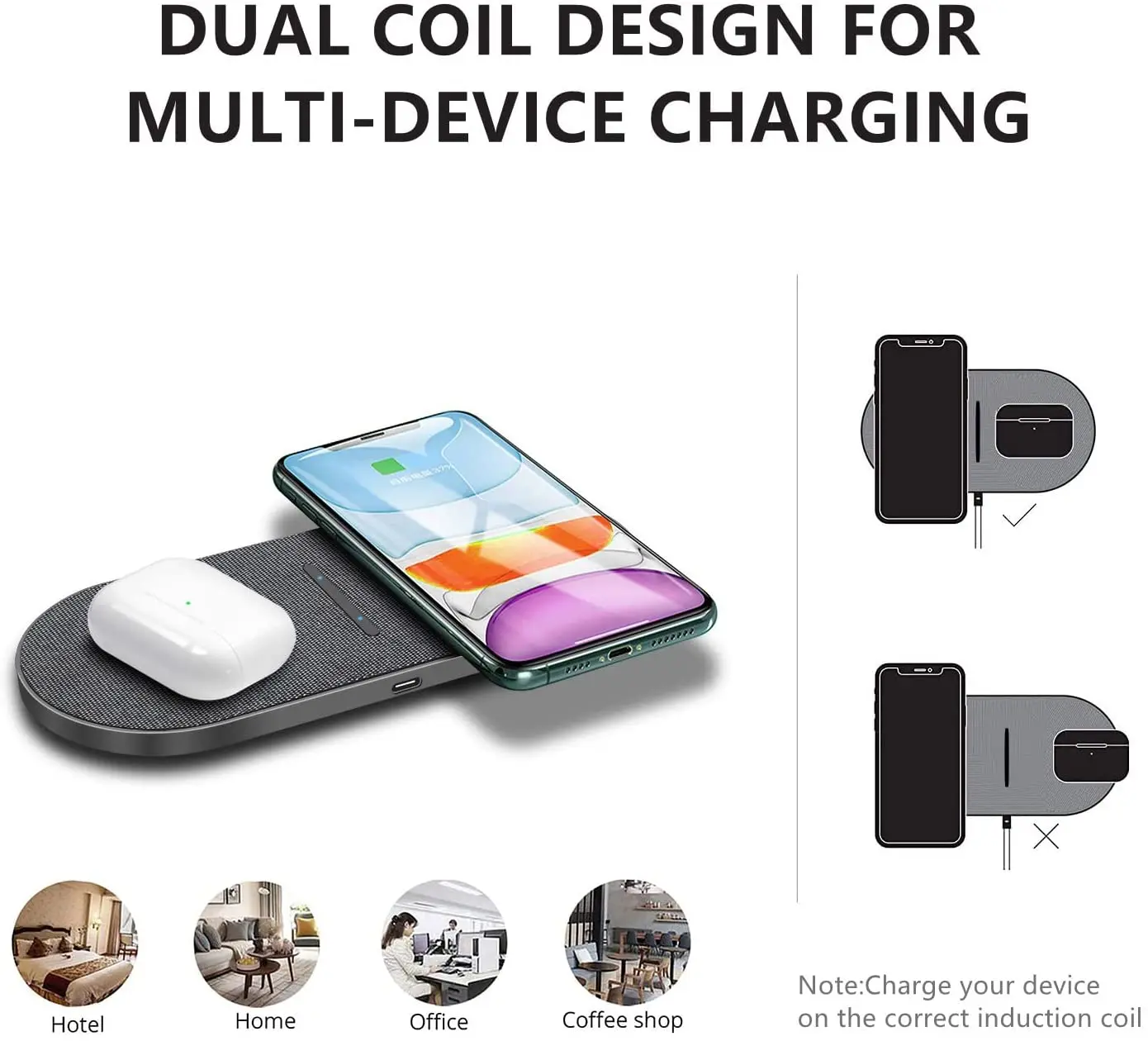 40W Fast Dual 2 in 1 Wireless Charger Pad for Airpods 3 Pro iPhone 8 X XS XR 11 12 13 14 15 Samsung S23 S22 Induction Charging