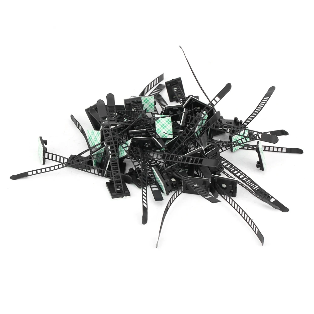 50pcs Self Adhesive Adjustable Clips Fastens Car Cable Wire Tie Clamp Organizer