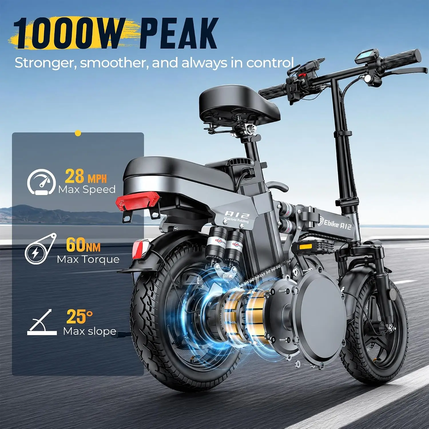 1000W Folding Electric Bike Adults 14