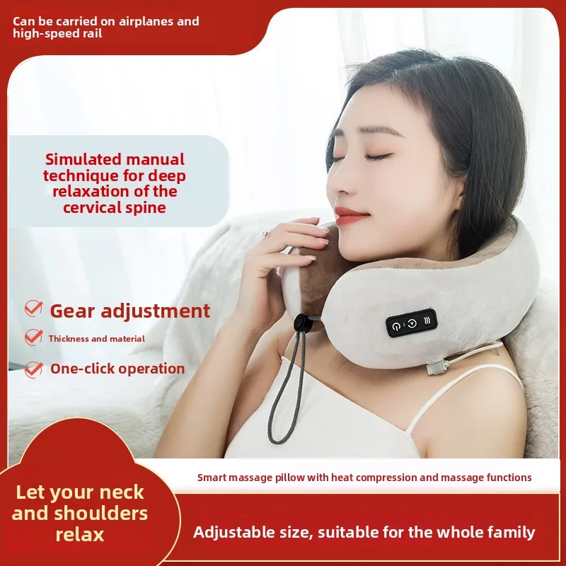 

U-shaped Cervical Massage Pillow Household Kneading Electric Neck Massager Charging Heating Neck Protector