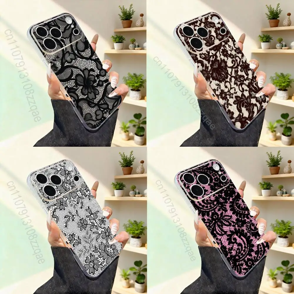 

Lace Print Pattern Phone Case For iPhone 17,16,15,14,13,12,11,Pro,Max,Plus,Mini,SE4,E Magnetic For Magsafe Wireless