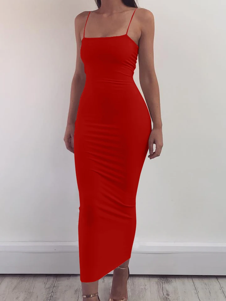 Vestido largo sin mangas para mujer, espalda descubierta, elástico, para primavera y verano 2025, sexy para fiesta 6