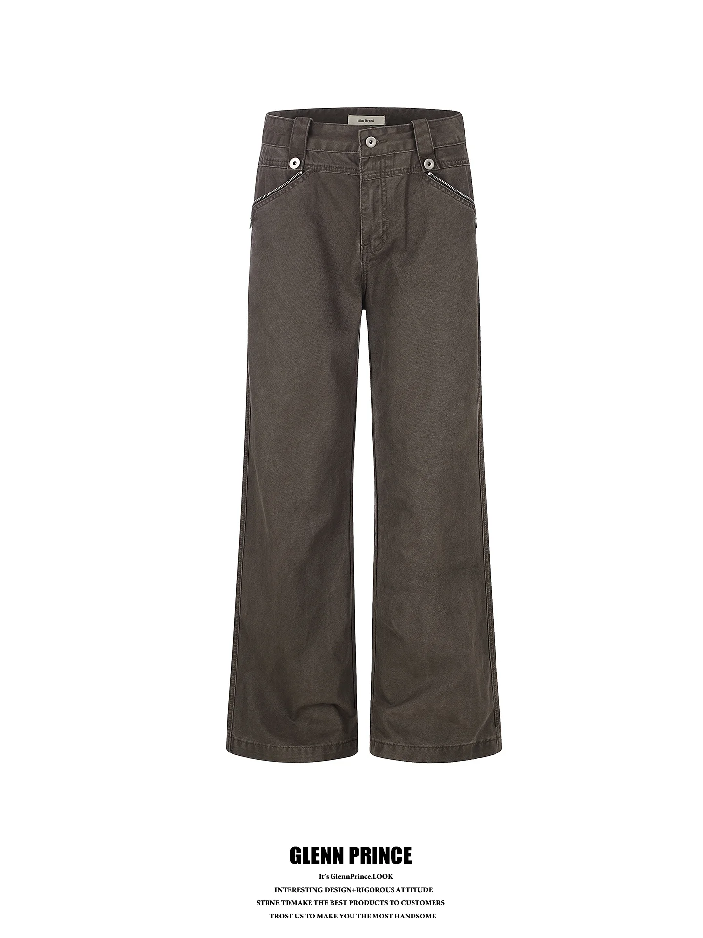 

Vintage American High Street Zipper Decorated Washed out Jeans Men's Micro Flared Long Pants Casual Straight Leg Jeans
