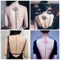 Back Flower Letters Tattoo Temporary Waterproof Femme Lotus Black Totem Sexy Fake Tattoo Stickers Body Art Tatouage Tatuaze Set