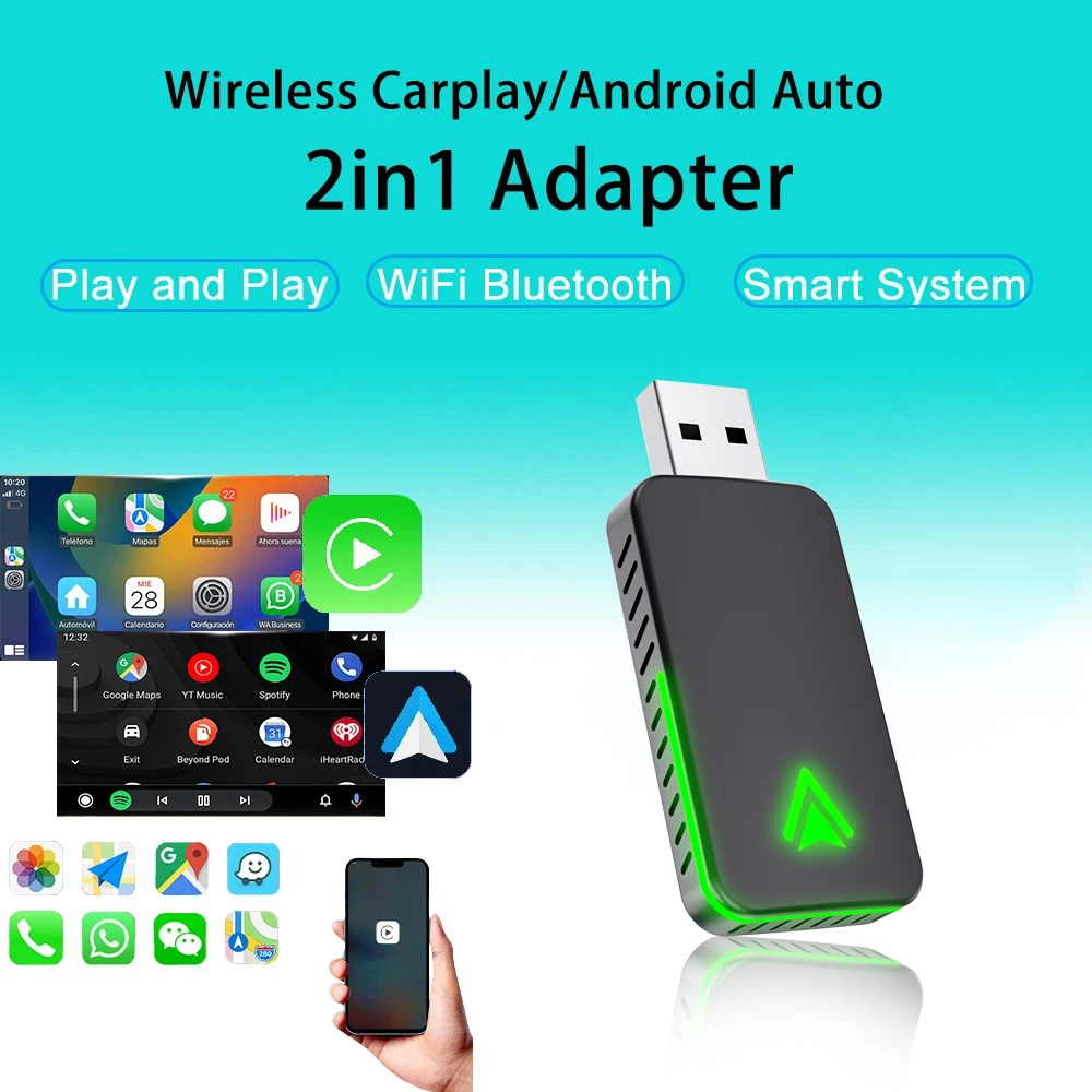 محول CarPlay اللاسلكي CarPlay اللاسلكي Android Auto AI Smart Box أنظمة السيارة الذكية للسيارة مع CarPlay السلكي