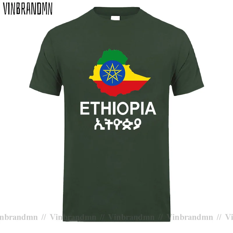 Vintage Ethiopia Soccer T-Shirt Souvenir With Ethiopian Map and Flag T Shirt homme Patriotic Country Lovers Fans TShirt Camiseta