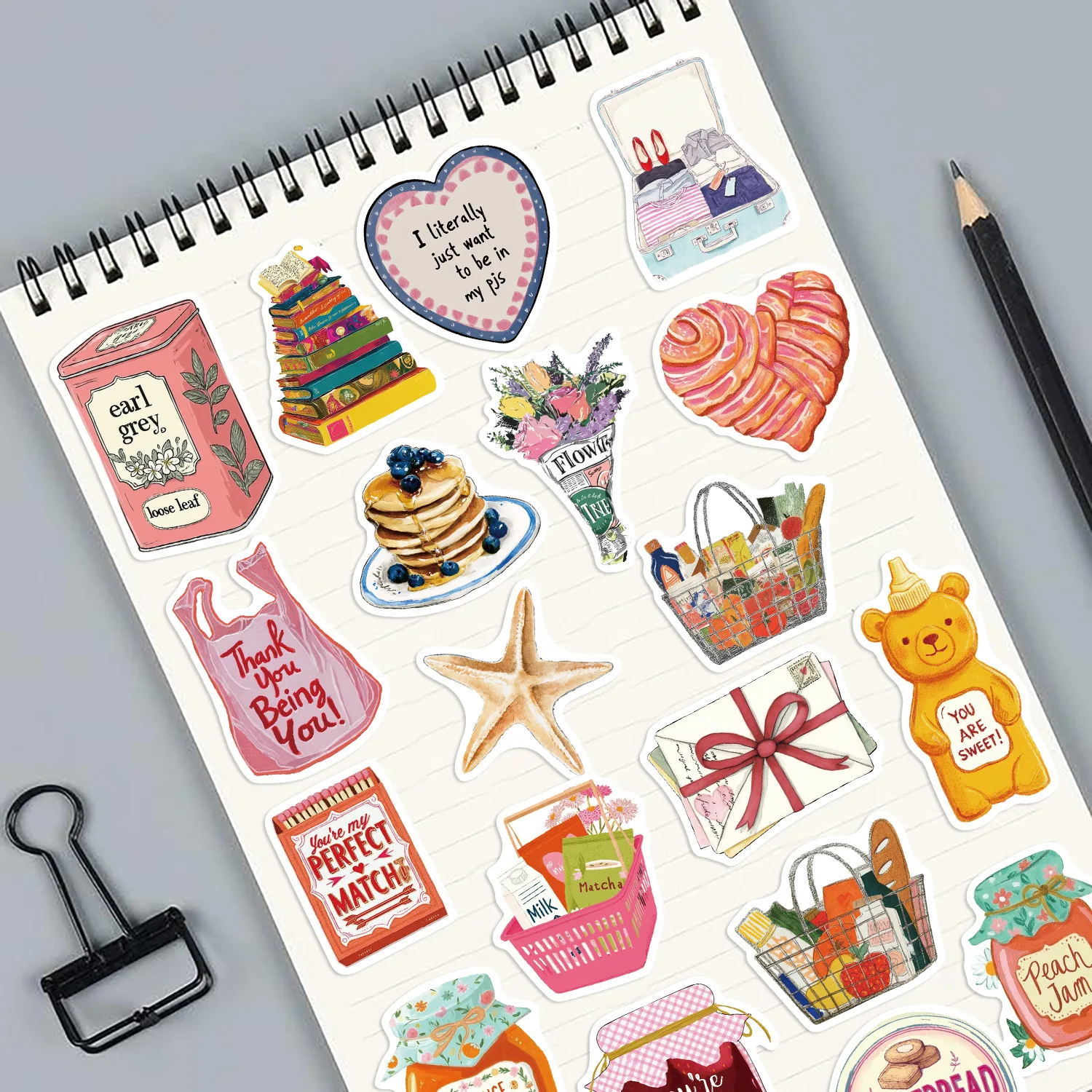 50PCS Aesthetic Pink Vintage Stickers Cartoon Jam Fruit Bread Food Decals DIY Laptop Phone Scrapbook Skateboard Guitar Notebook