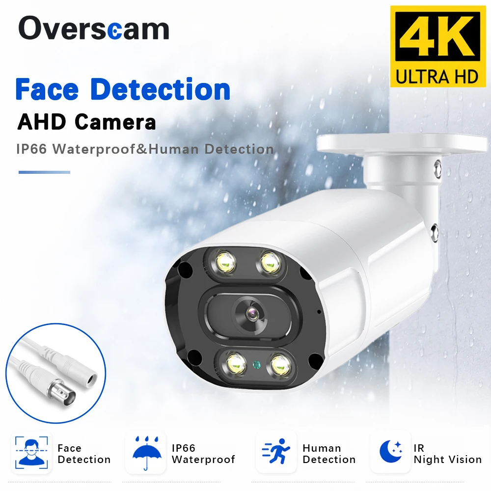 8MP AHD Bullet Camera CCTV Security Surveillance Camera Human Face Detection IR Night Vision BNC Analog Camera for Home Security