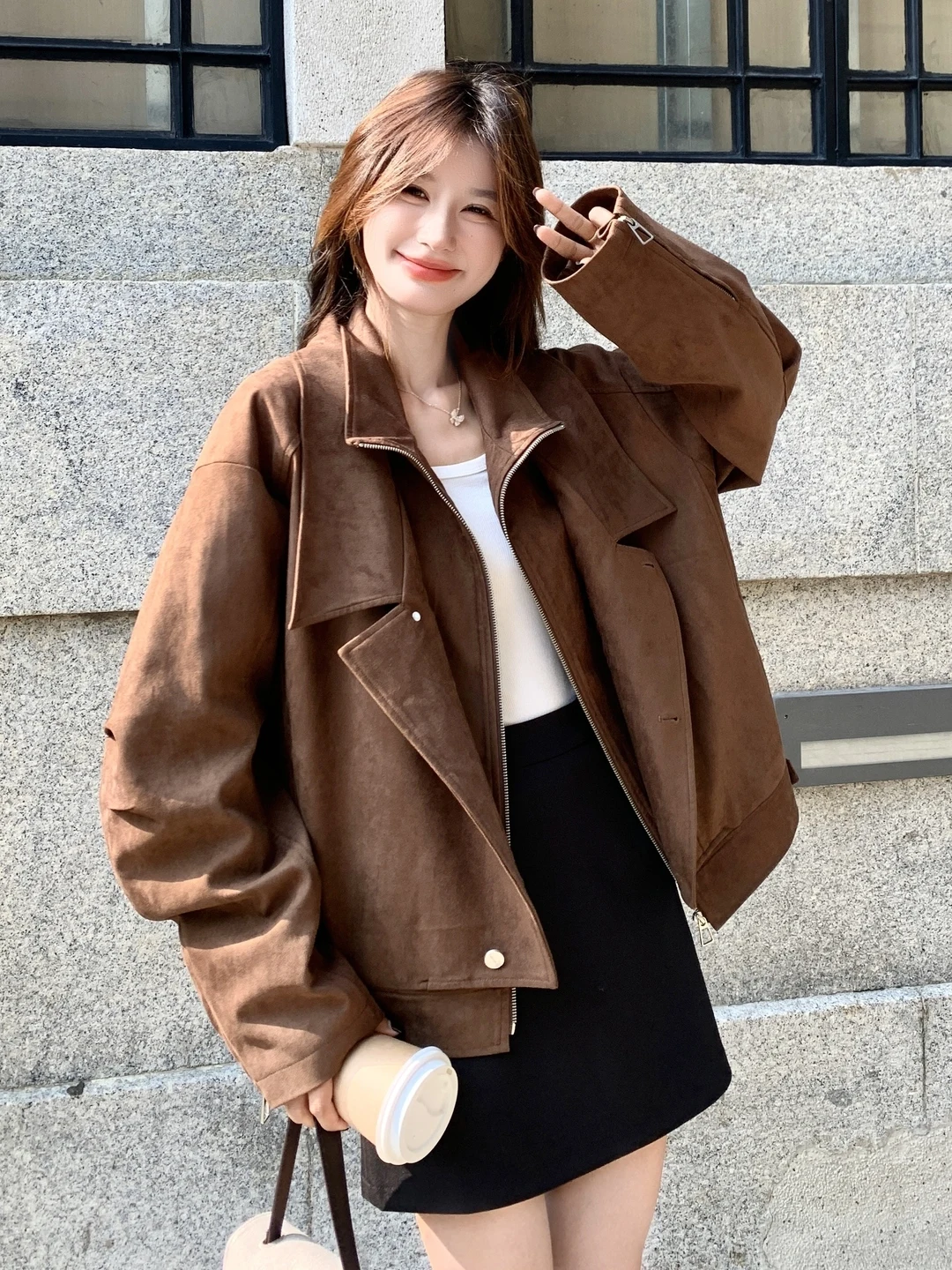 cool-ample-decontracte-faionable-jaet-femmes-2025-automne-hiver-nouveau-sle-street-sensation-fermeture-a-glissiere-longue-sve-pas-de-chapeau