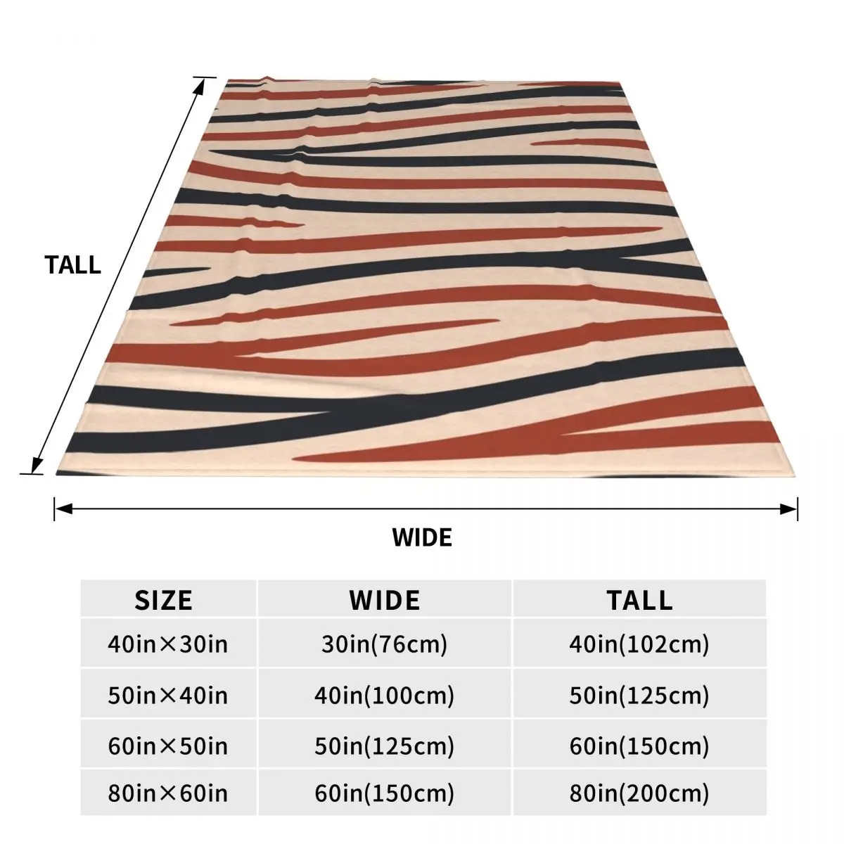 Zebra Animal Print Terracotta And Navy Blanket Fleece Sofa Throw Lightweight for Couch Bedding Travel Throws Bedspread Quilt