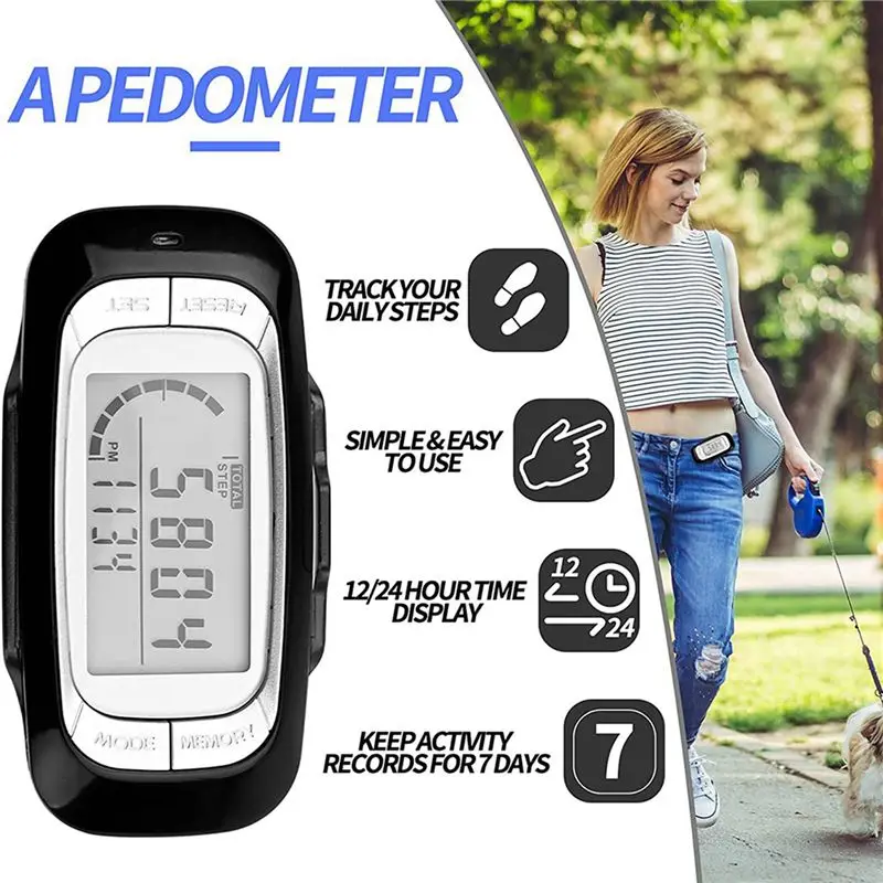 HLZS-2X Pedometer For Walking,Screen Pedometer With Clip And Lanyard Simple Walking Step Counter Accurate 3D Pedometer