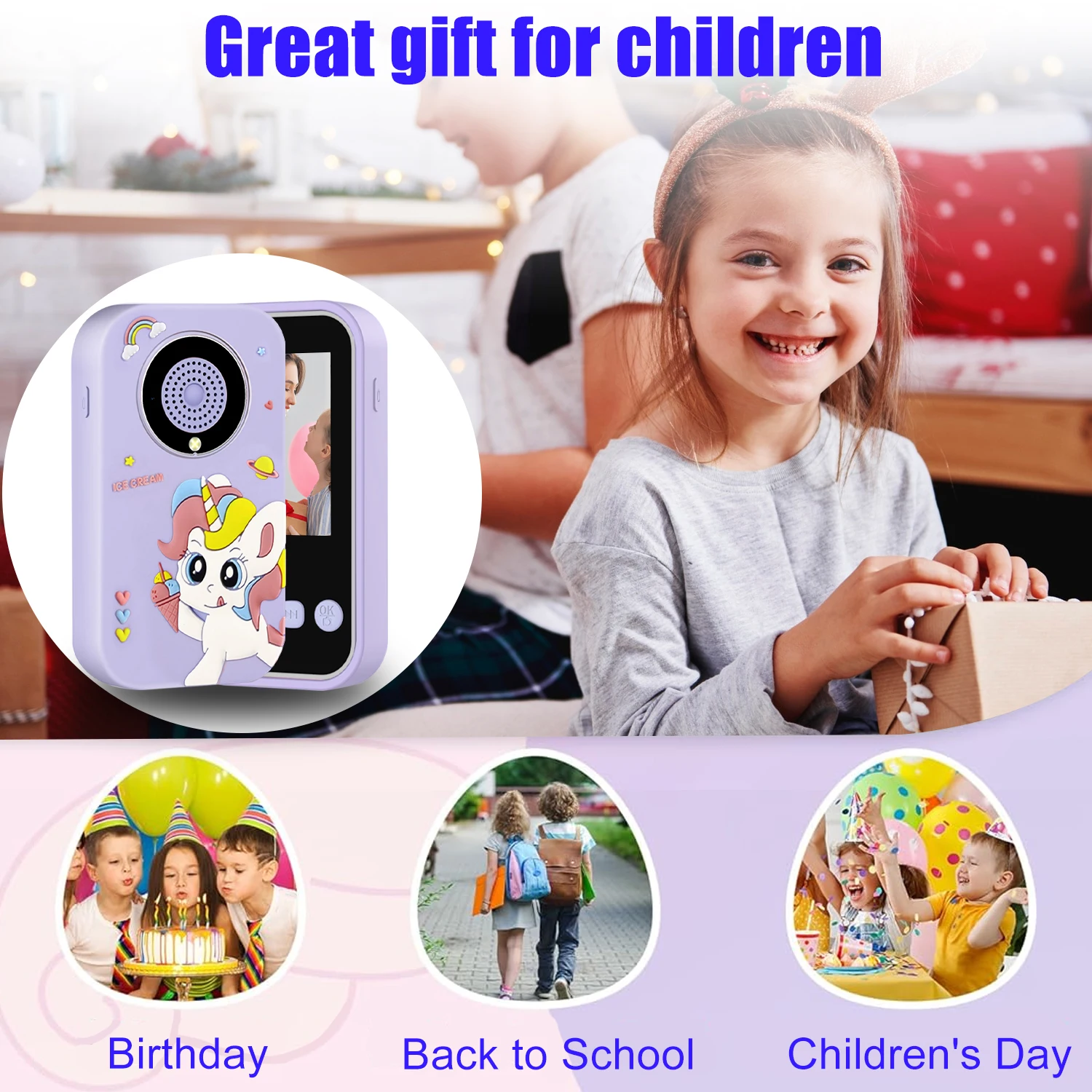 여아용 스마트폰 장난감, 크리스마스 생일 선물, 2.4 인치 터치스크린, 3-10 세 이상 여아 남아, 인기 판매