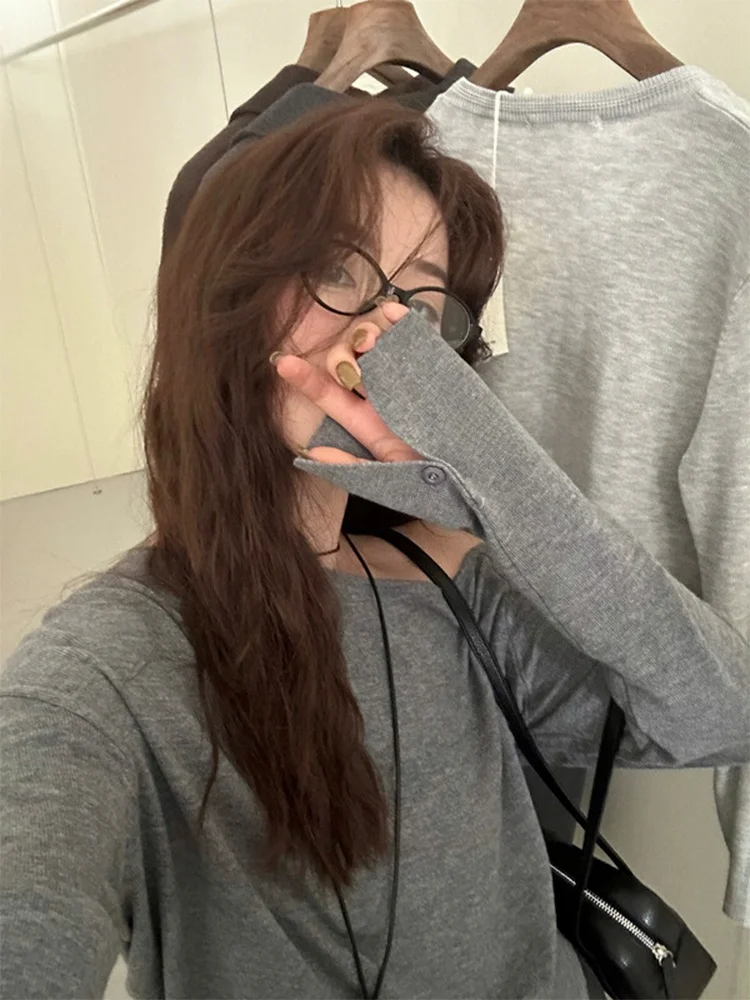 سترة محبوكة طويلة بتصميم أنيق مكشوفة الكتفين للنساء، موديل جديد لخريف وشتاء، مقاس صغير، أنيقة ومتعددة الاستخدامات...