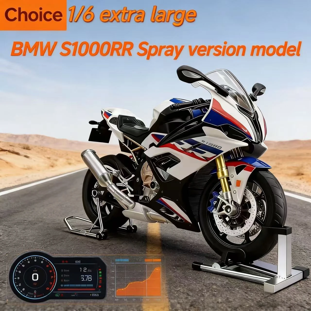 

NEW Extra-large model 1:6 scale replica of a BMW S1000RR motorcycle with realistic ignition start-up spray effect Boys' motor