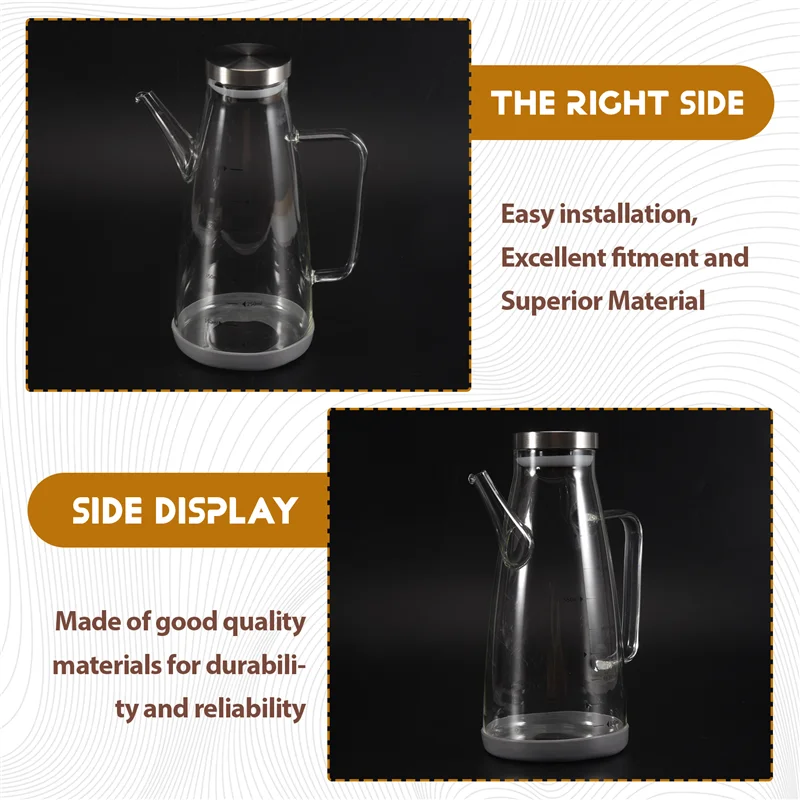AC23-Large High Borosilicate Glass Oil Bottle For Cooking,25Floz Oil And Vinegar Dispenser Cruet With Non-Slip Silicone Base