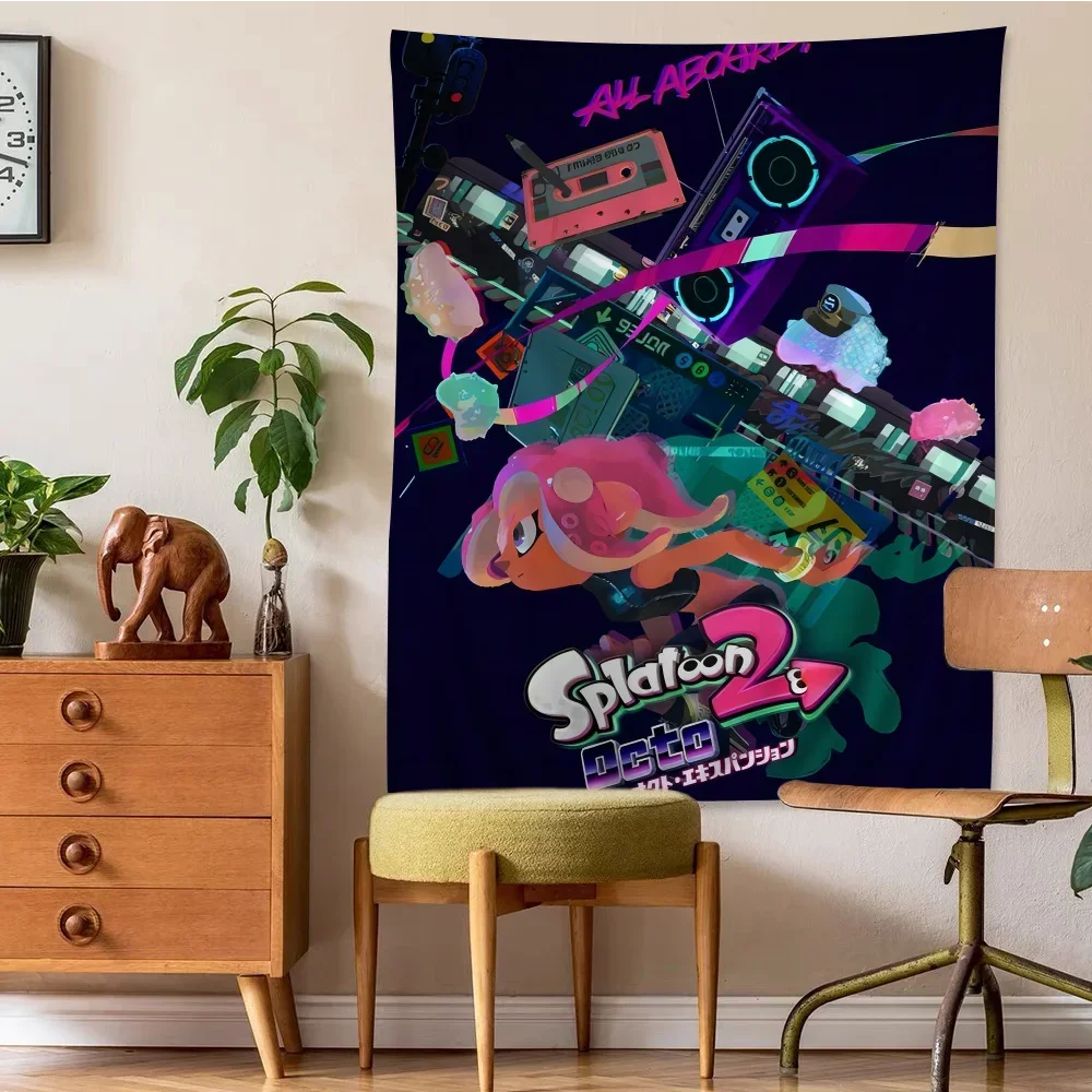 Game Splatoon 3 Printed Large Wall Tapestry Art Science Fiction Room Home Decor Decor Blanket