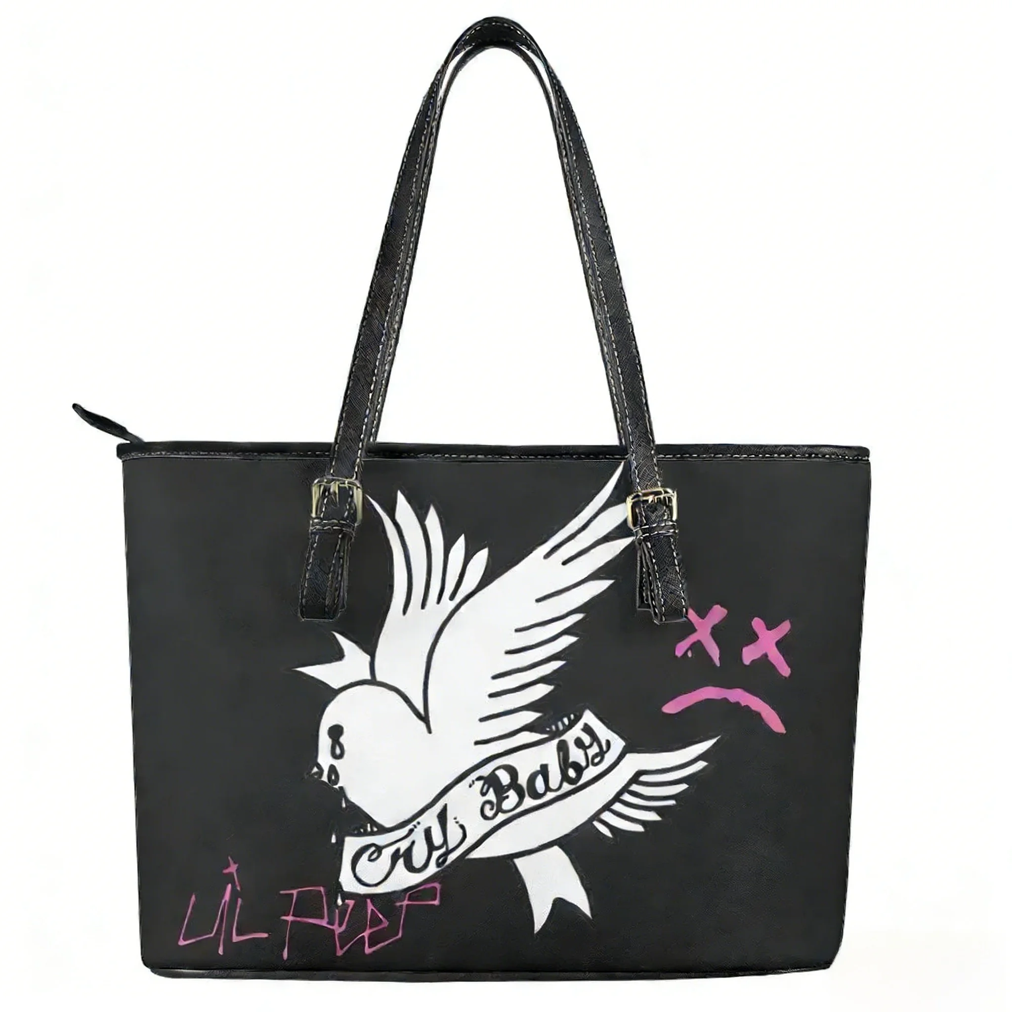 

Lil Peep Custom Handbag Womens Mens Hip Hop Rapper Personalized Tote Bag Shoulder Bag Business Leather Purse Travel Bag Gift