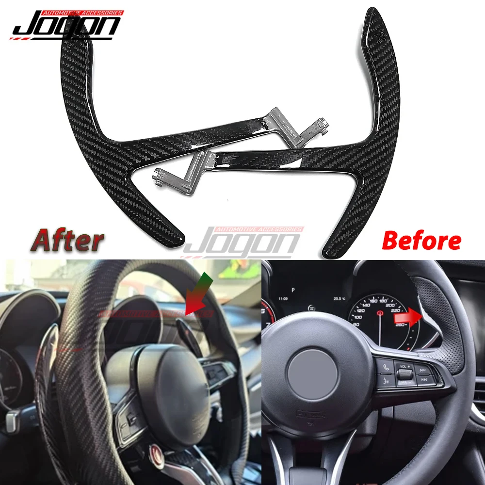 For Alfa Romeo Stelvio Gliulia 2017 2018 2019 2020 2021 2022 Carbon Fiber Car Steering Wheel Paddle Shift Extension Accessories