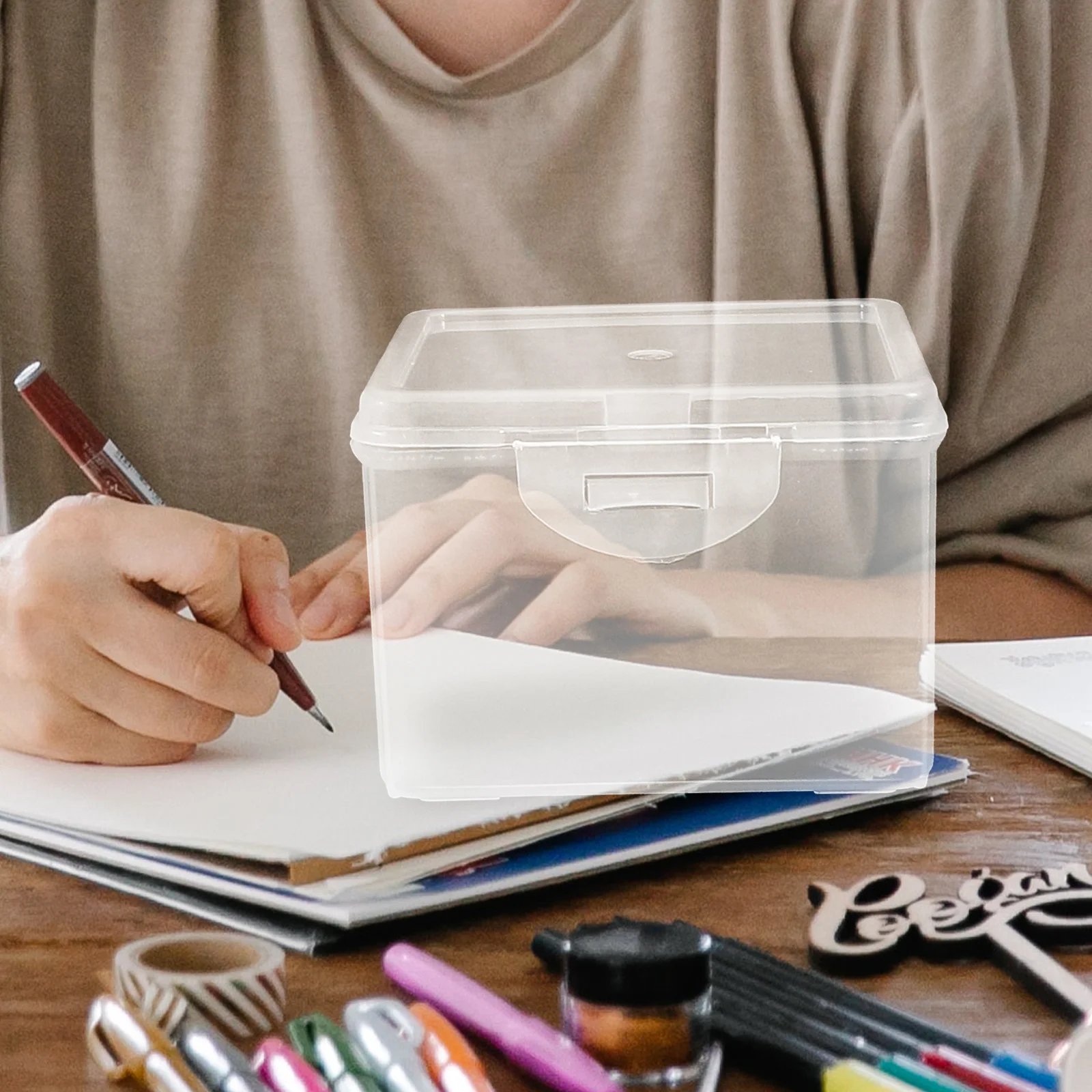 

3Pcs Clear Scrapbook Paper Storage Box Craft Organizer Transparent Container for Stickers Small Cards Home Office Organization