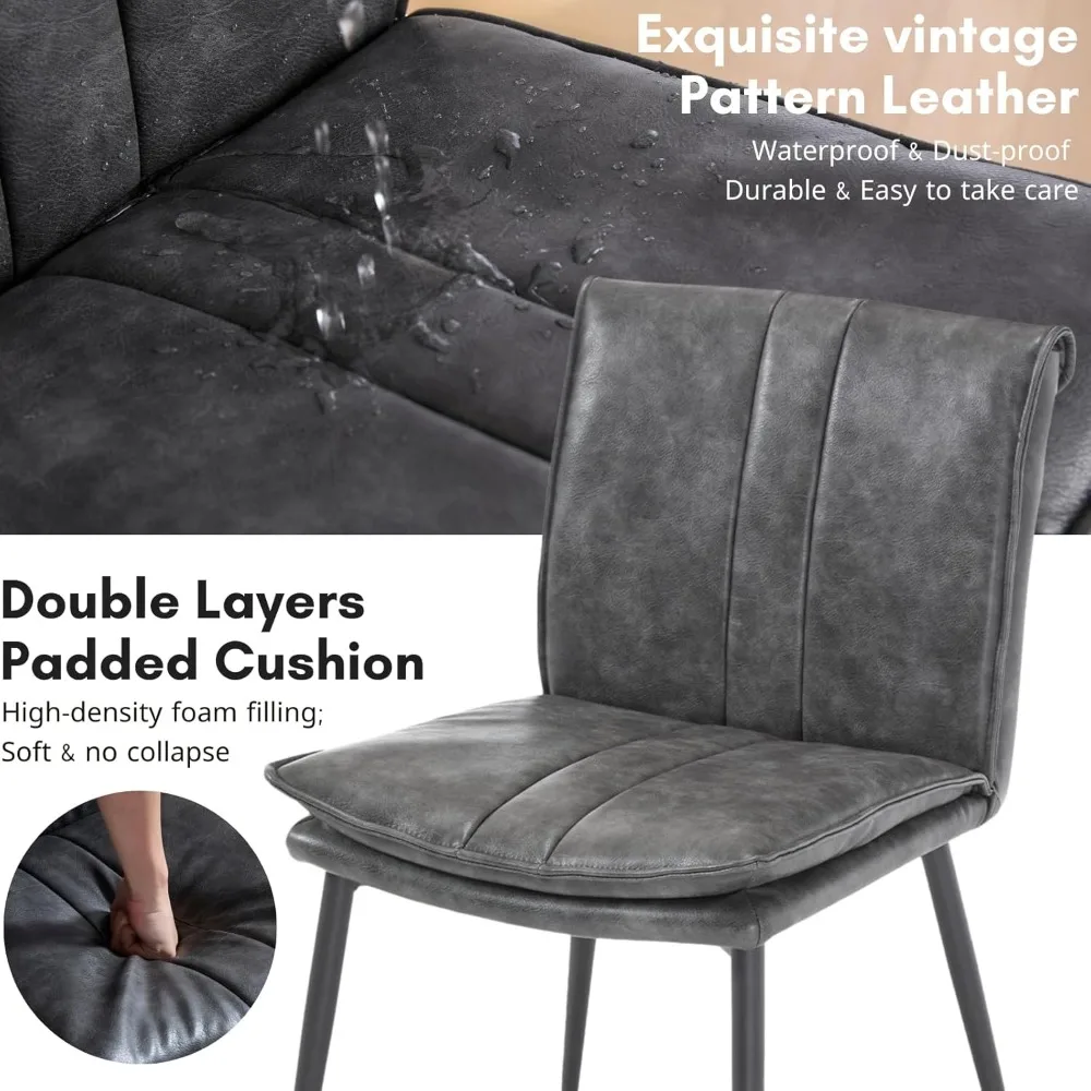 Set Kursi Makan Modern Abad Pertengahan dengan Pelapis Kain, 4 Buah, Kaki Logam, dan Sandaran Tengah untuk Dapur atau Ruang Makan