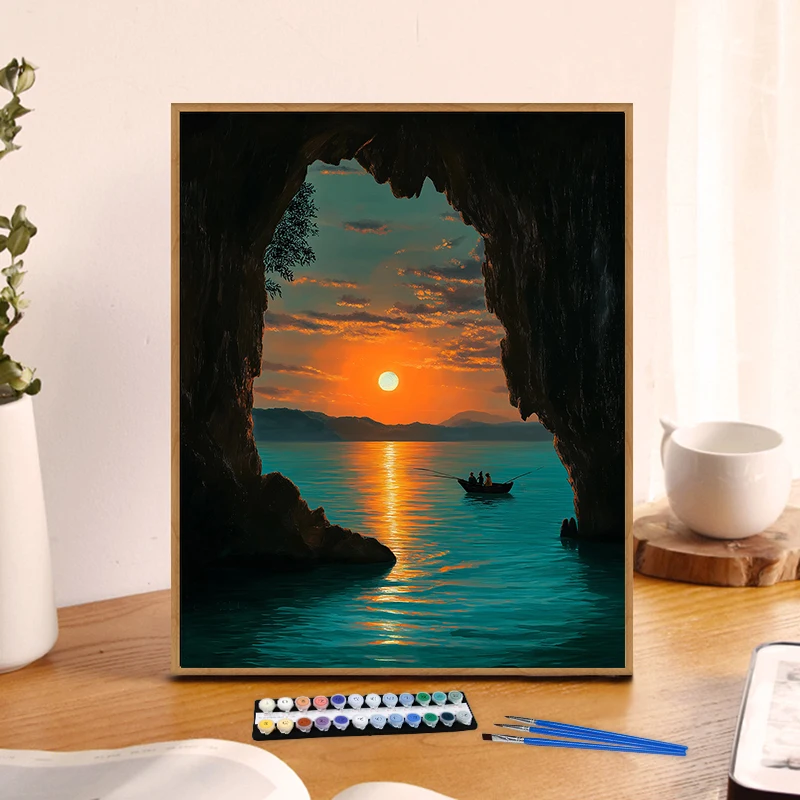 

Painting By Numbers Westward Declines the Sun Anniversary gift on Digital Painting Canvas Acrylic Paint Image Digital Coloring