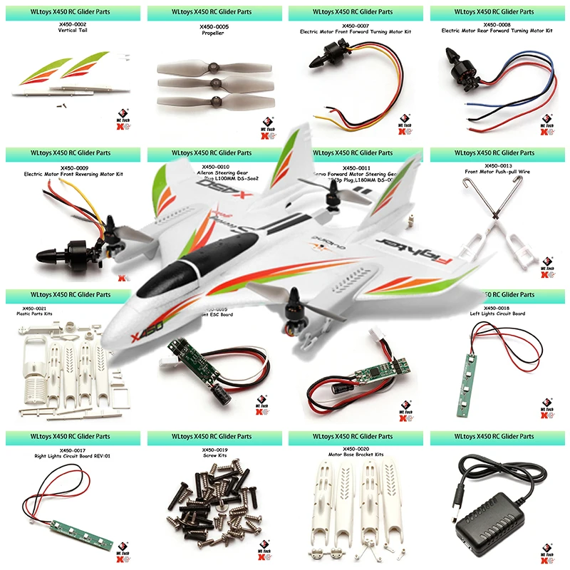 WLtoys XKS X450 RC Glider Plane Spare Parts Motor Circuit board Servo Tail Blades Screw Shell Propeller Receiver ESC Accessories