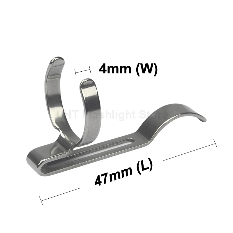 47mm (L) x 18mm (D) Stainless Steel 18650 Flashlight Pocket Clip Accessories
