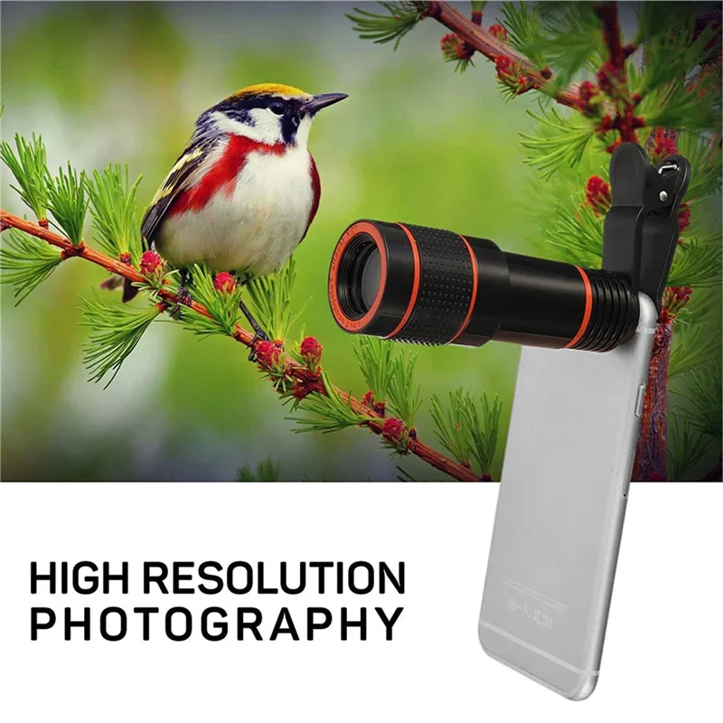 Lens Universal Clip 20X/12X/8X Zoom Phone Camera Telephoto Lens Monocular Telescope Phone Universal Optical Telescope Lens Kit