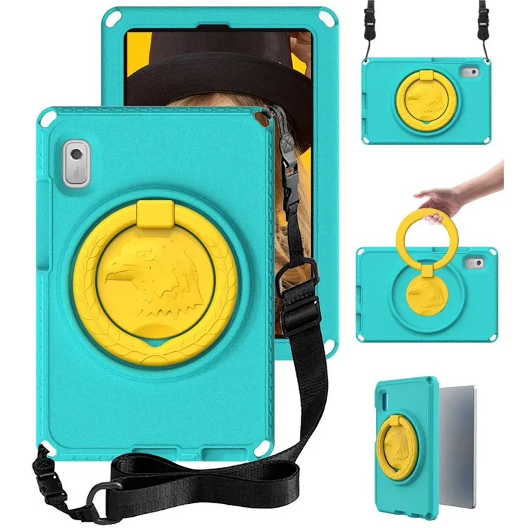

For Lenovo Tab M9 EVA+PC Tablet Protection Case Kickstand Hand Carrying Ring Cover with Shoulder Strap - Light Green