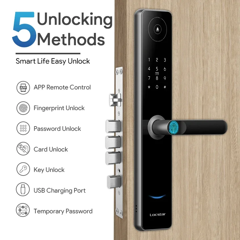 New Locstar New Arrival Fingerprint Digital Wifi Smart Lock Mortise 6068 Waterproof App Eletronic 40mm Smart Door Lock