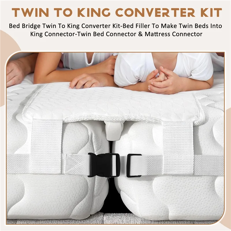 Kit convertidor de puente de cama doble a King, relleno de cama para hacer camas dobles en conector King, conector de cama doble y conector de colchón F