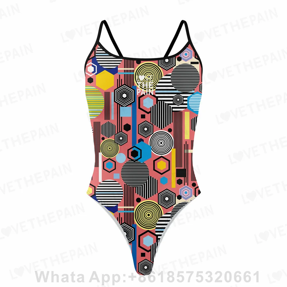 Love The Pain Summer Ladies One Piece Sexy Swimsuit Professional Athletic Competition Training Swimwear Quick Dry Sport Swimsuit