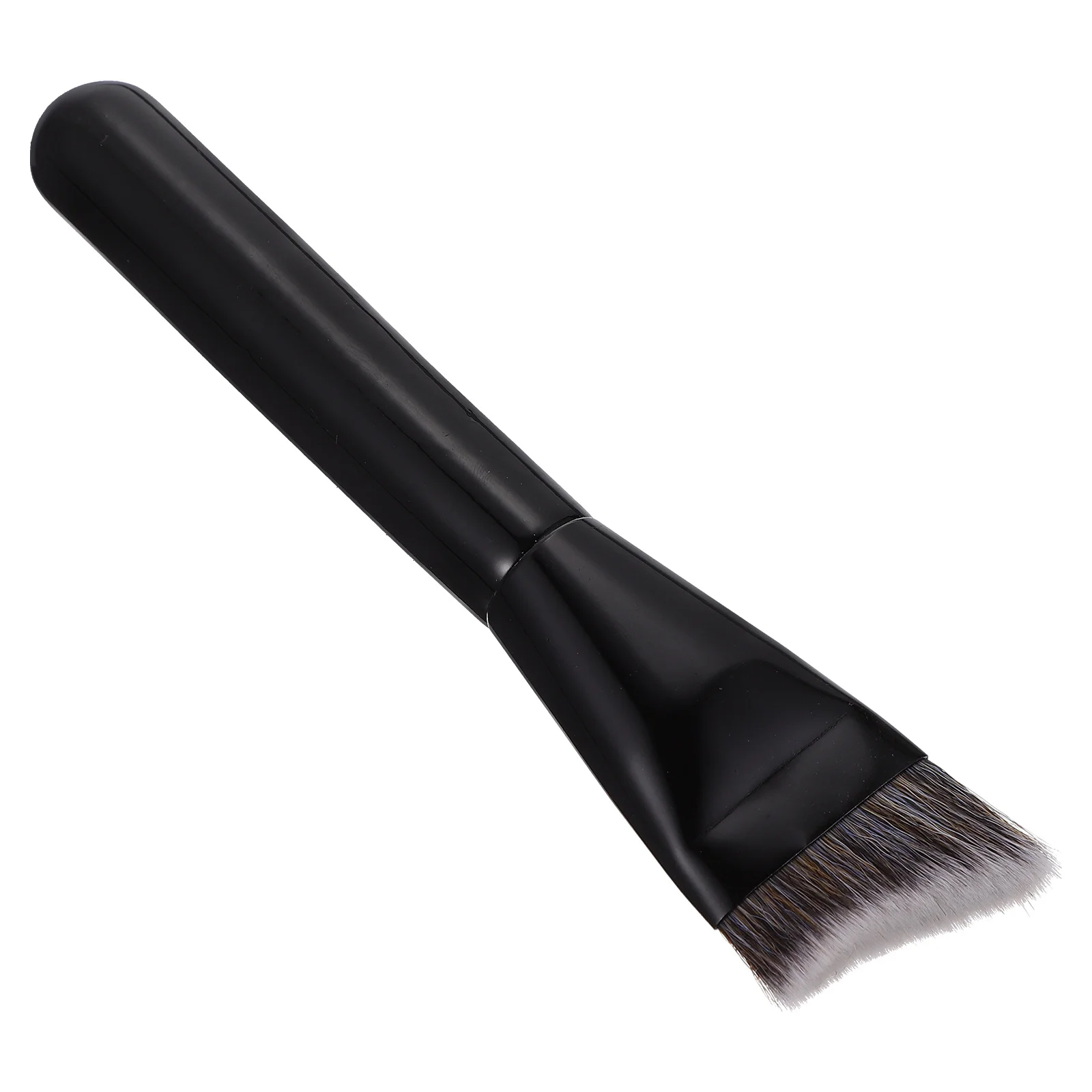 Brocha para base de maquillaje, herramienta de contorno en forma de V negra, diseño curvo profesional para sombra de nariz y cara, mango de madera, 1 ud.