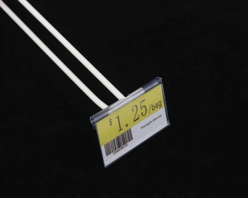 

50pcs 80x42mm Clear Color Plastic Wire Shelf Price Label Frame Merchandise Sign Display Card Holder