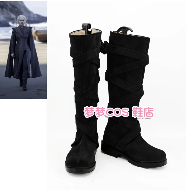 

Daenerys Targaryen Cosplay Costume Shoes Daenerys Stormborn Black Boots Halloween Carnival Boots