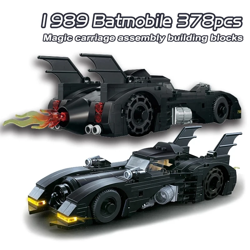 Bloques de construcción de Batmobile de la serie de superhéroes 1989, carro de murciélago clásico, bloques de modelismo, juguetes para niños, regalos de navidad