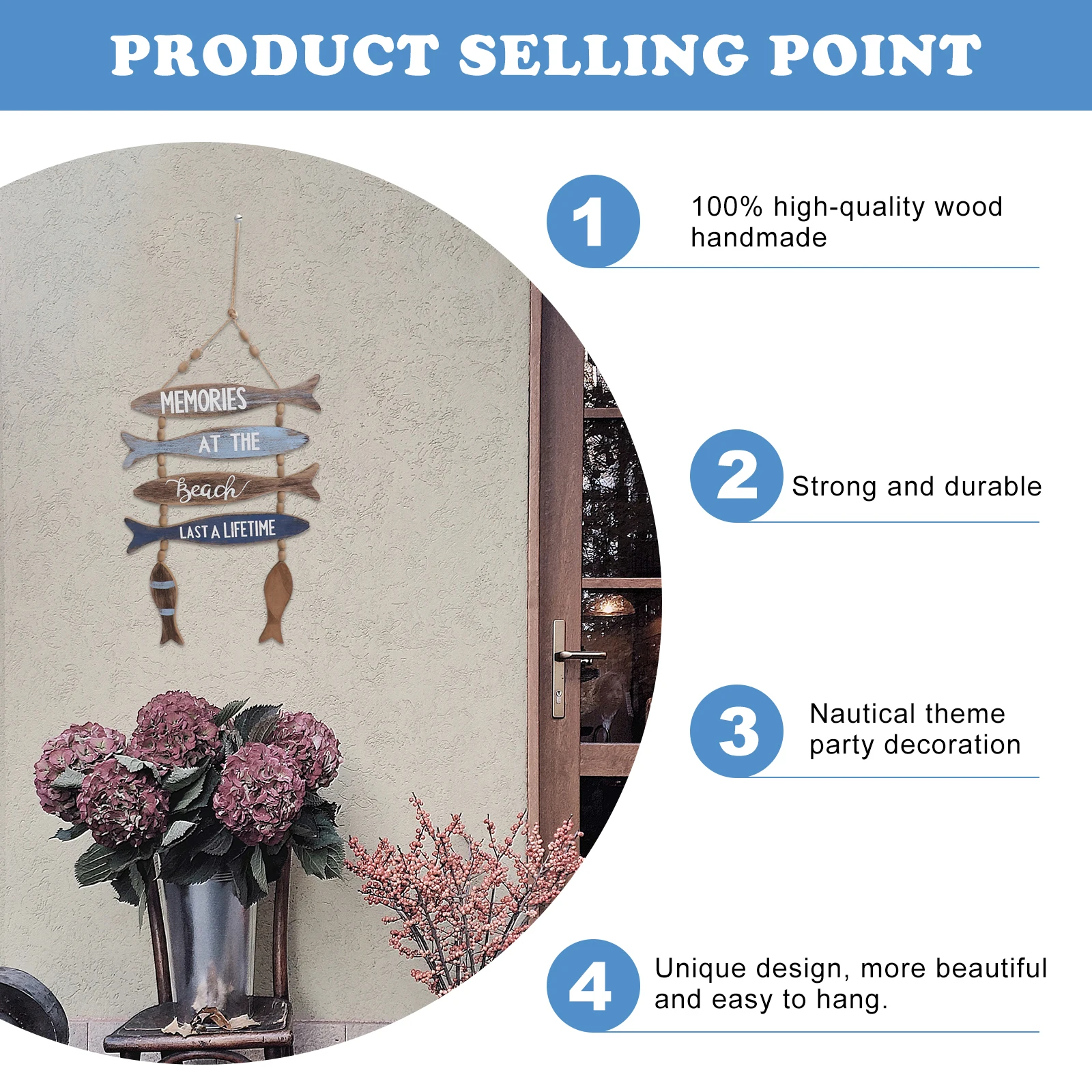 

Деревянная настенная бирка в стиле ретро с рыбьей косточкой, домашний декор, легкий портативный долгосрочный сладкий подарок, стиль Mediterrane