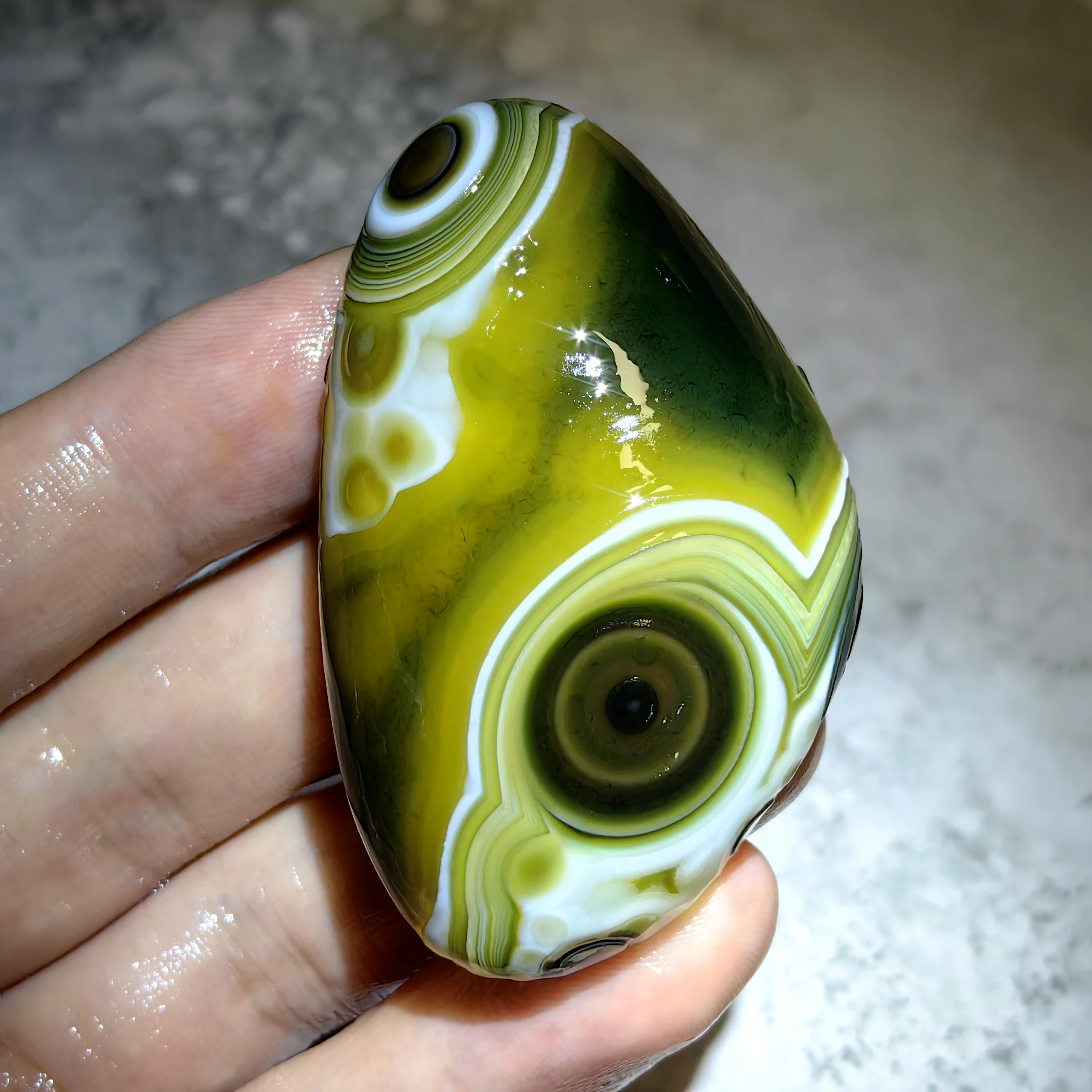 Natural Wishing Divine Eye Agate Rough Stone Palm Stones For Good Luck, Meditation Stress Relief Jewelry DIY Decoration Amulet